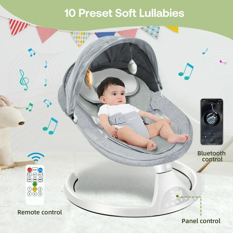 Electronic Baby Portable Bouncer & Rocker for Infants - Bluetooth with 5 Speeds - Babymate