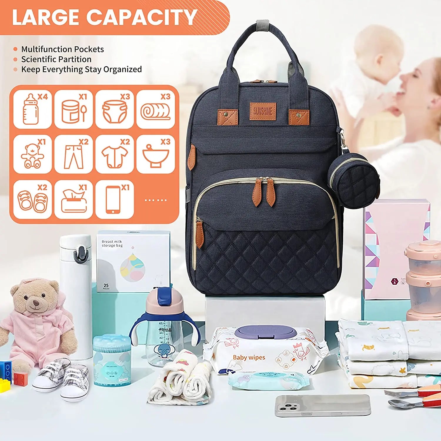 3 In 1 Diaper Bag Backpack