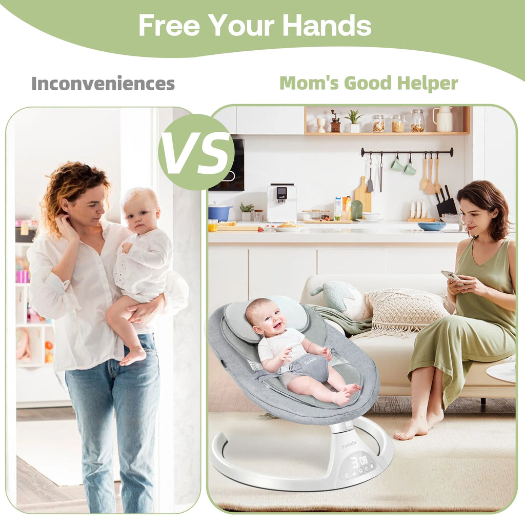 Electronic Baby Portable Bouncer & Rocker for Infants - Bluetooth with 5 Speeds - Babymate